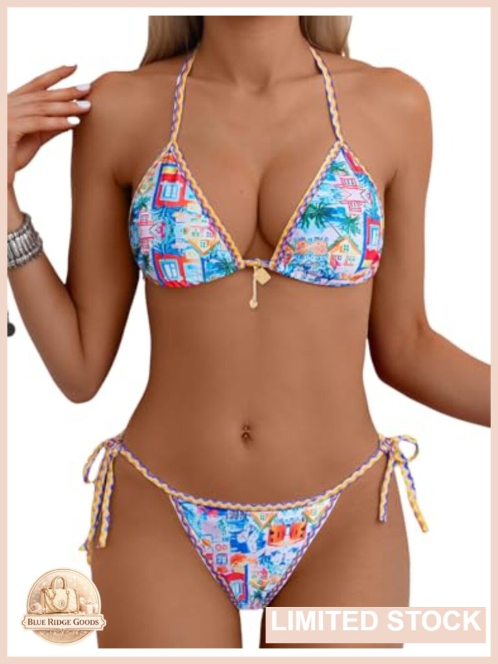 Sexy Halter Triangle Bikini Set Cheeky Thong Swimwear Beach Pool Vacation